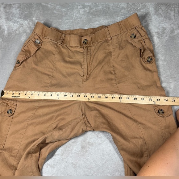 Torrid Relaxed Taper Studio Linen Blend High Rise Cargo Tobacco Brown Pants 16T - Picture 10 of 16